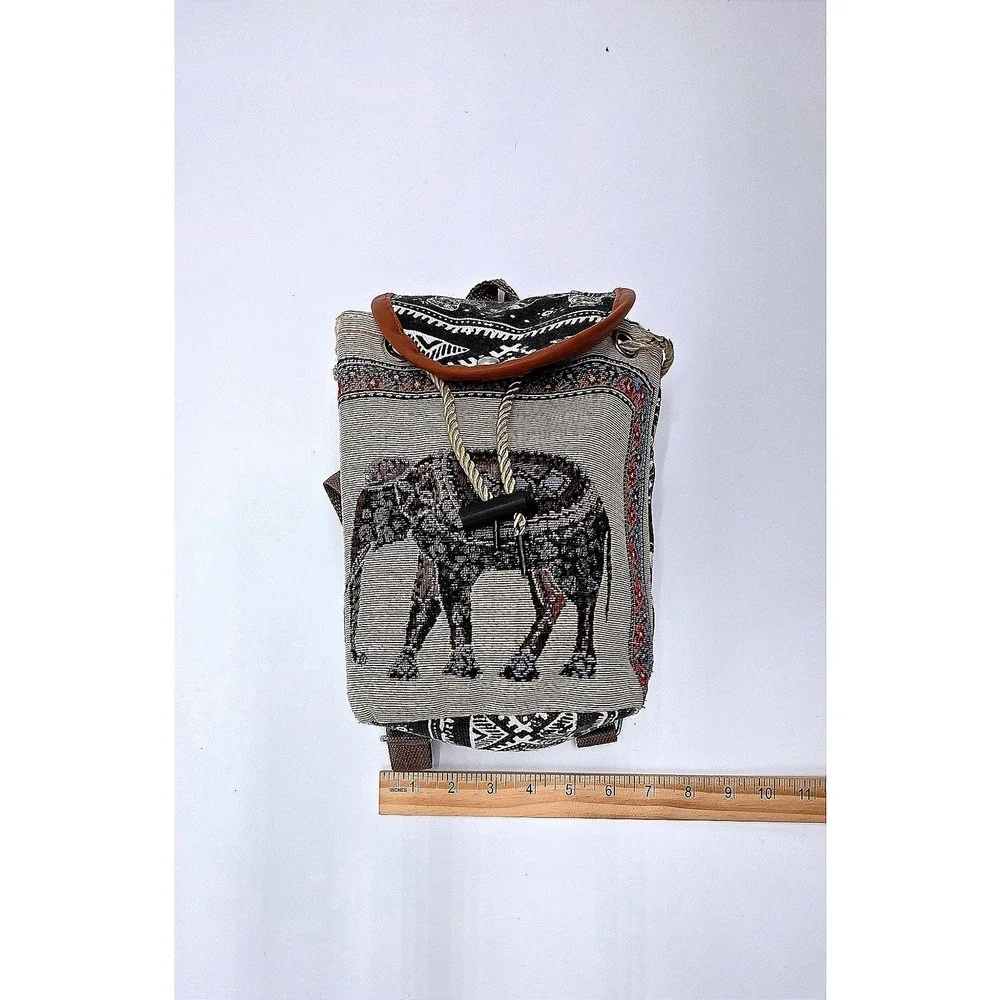Boho Elephant Tapestry Drawstring Backpack Mini Bag‎